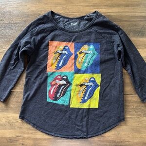 Bravado 3/4 Sleeve Sweatshirt - Rolling Stones - Small Gray/Black and Multicolor